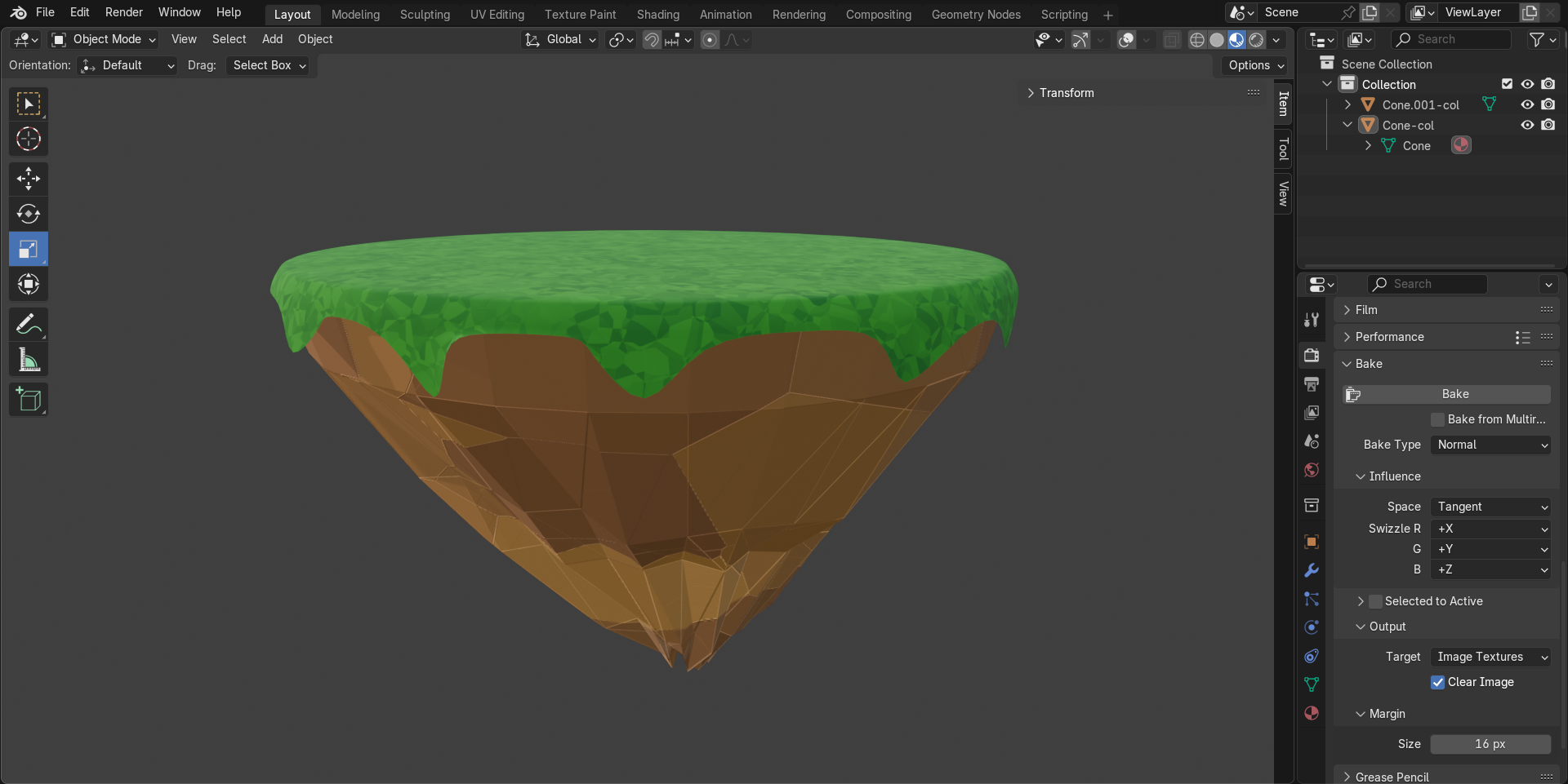 Work in progress screenshot of floating island asset. Created in Blender.