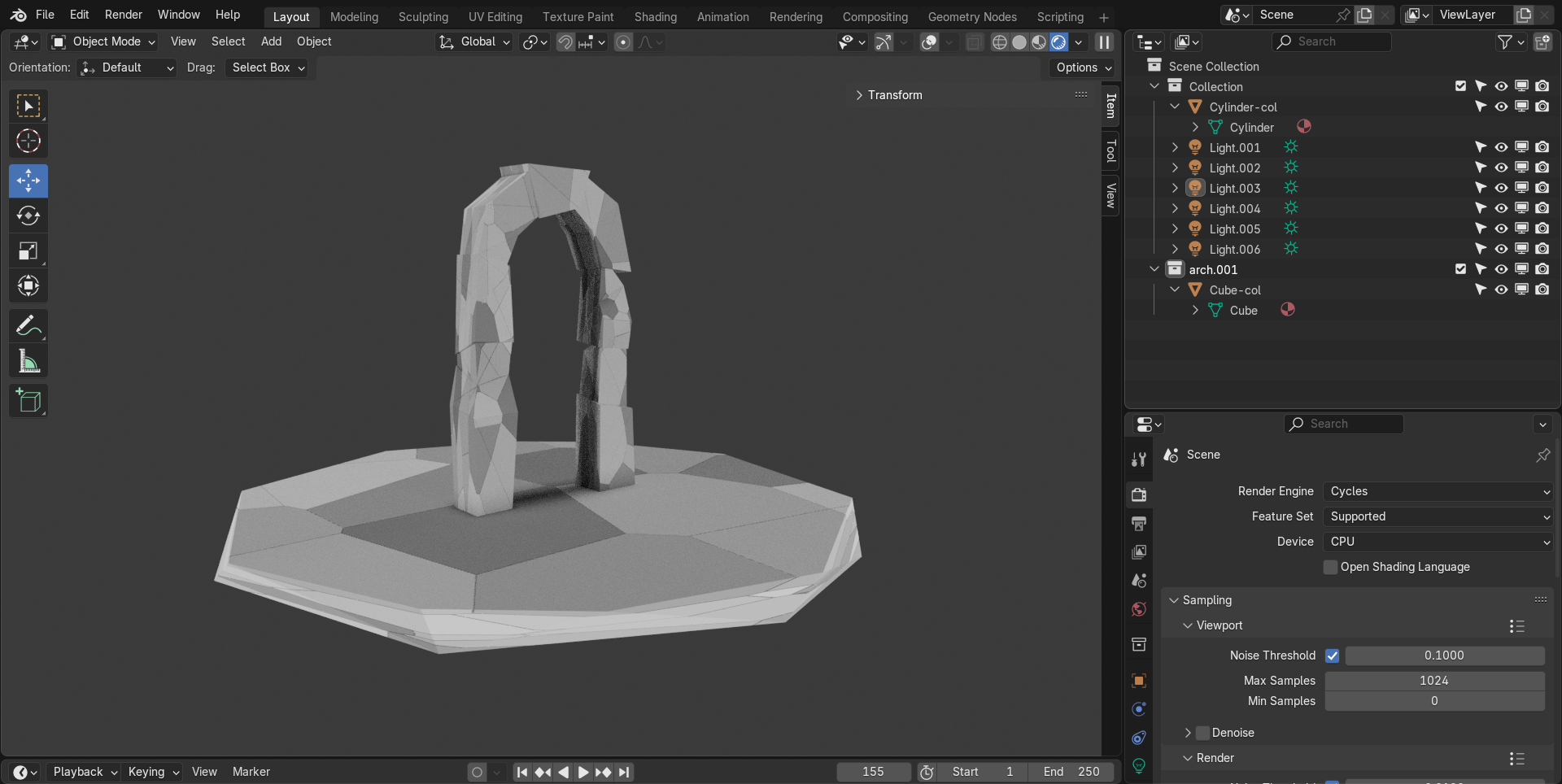 Work in progress screenshot of portal asset. Created in Blender.