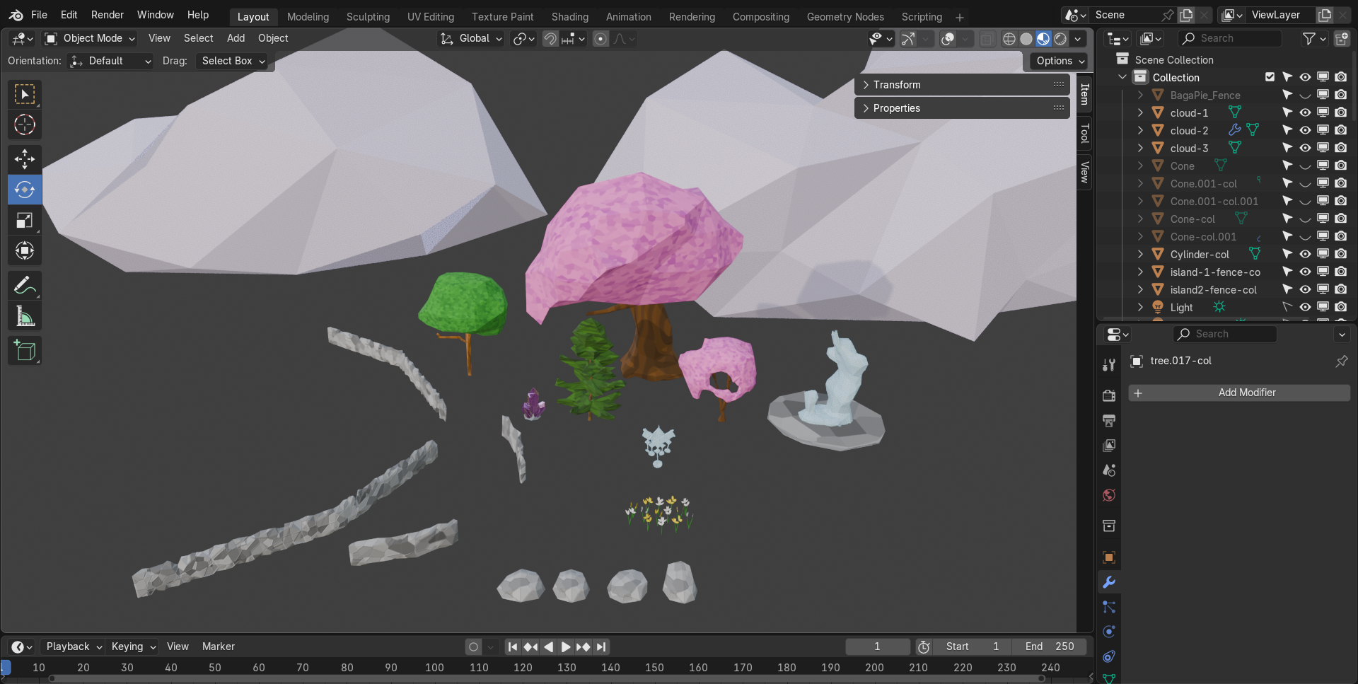 Work in progress screenshot of various decorative assets. Created in Blender.