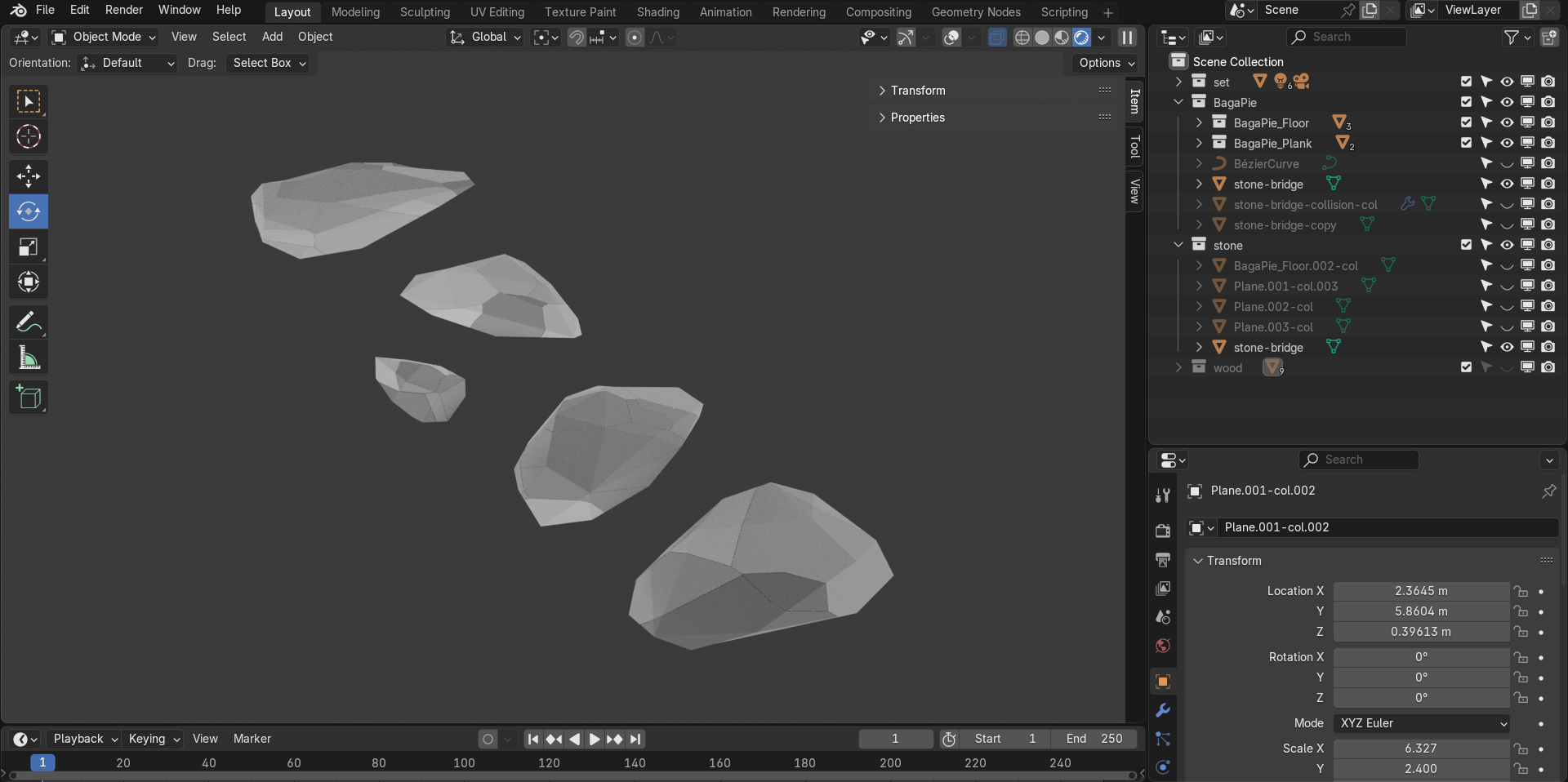 Work in progress screenshot of stone bridge asset. Created in Blender.